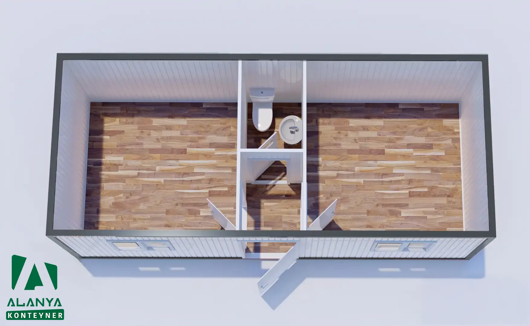 300×700 K302 Zweiraum-Container mit WC