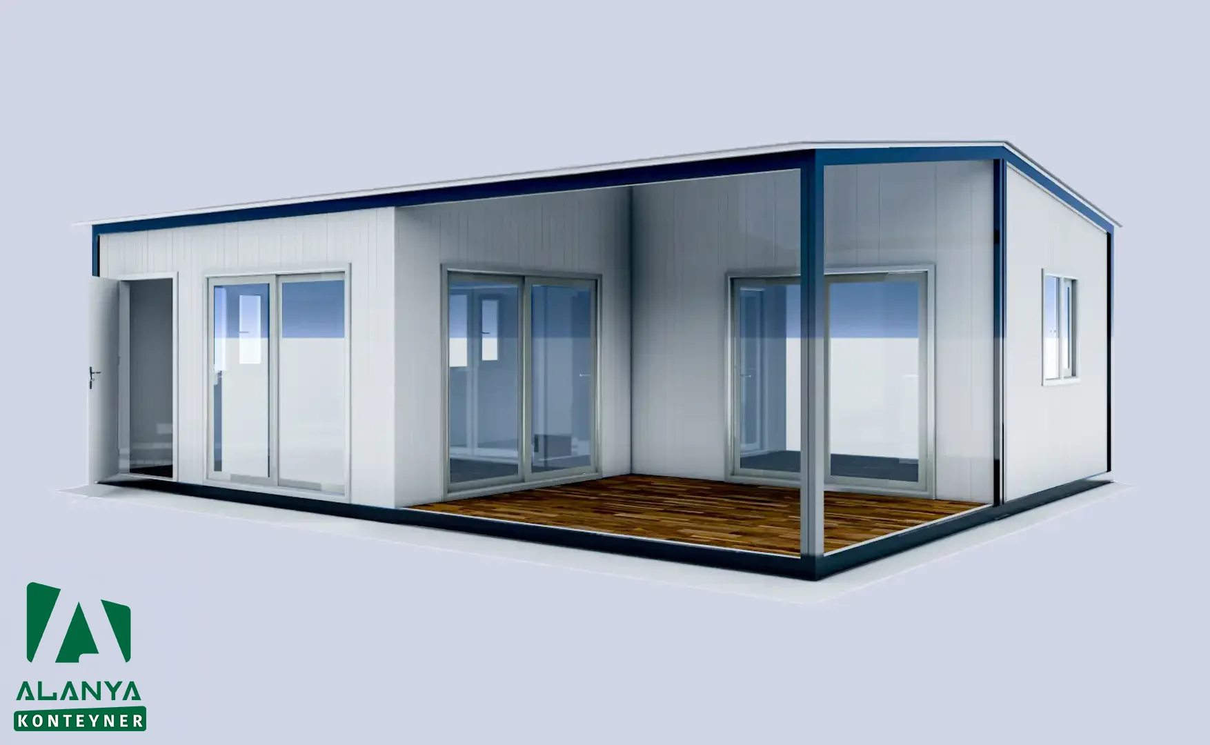 600x700 Balkonlu Birleşimli Konteyner 1+1 Wc-Duş-Mutfak - Alanya Konteyner