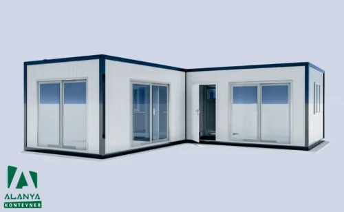 L Birleşimli Konteyner 1+1 Wc-Duş-Mutfak - Alanya Konteyner