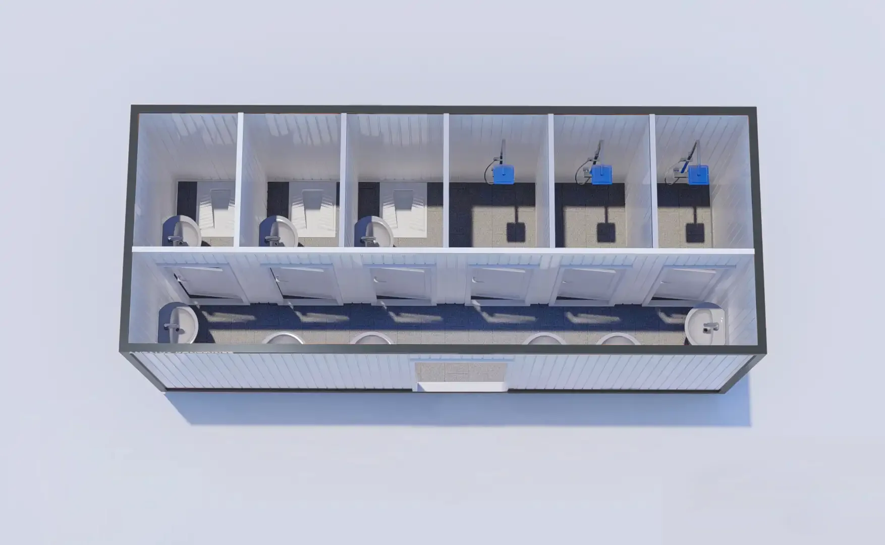 K-6 Altılı Koridorlu Wc-Duş Konteyner - Alanya Konteyner